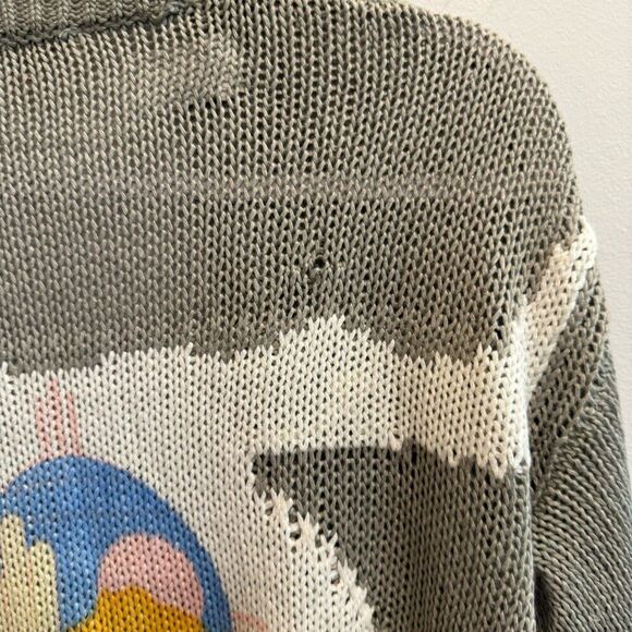 Mumu Mellow Women Gray Cardigan Sweater XS Cable Knit Skull Western Boho Rodeo * - Picture 7 of 8